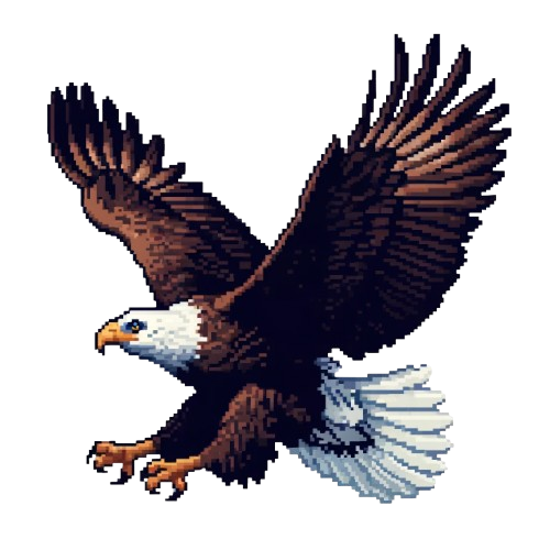 Eagle vs Osprey in a pixel art battle