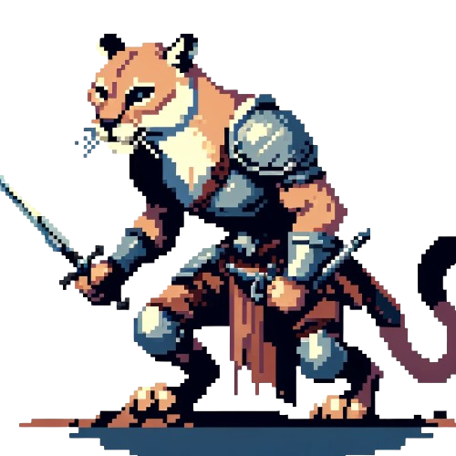 Pixelated Cougar Ready for Battle