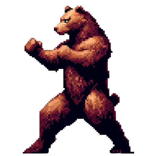 Pixel Art Fighting Grizzly Bear