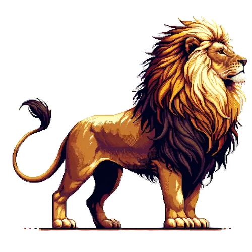 Pixel Art Fighting Lion