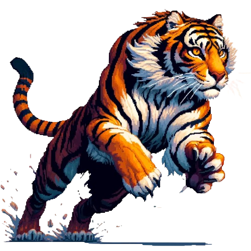 Pixel Art Fighting Tiger