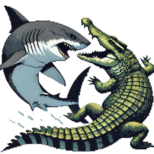 Shark and Crocodile in a fierce battle