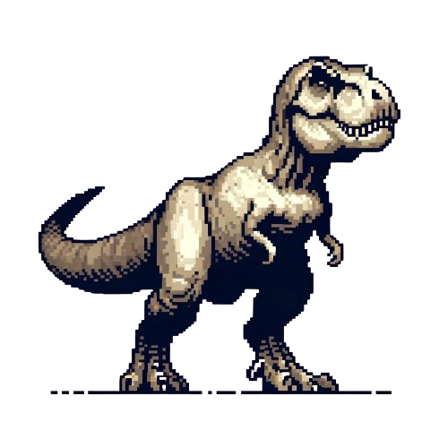 Pixelated Trex Ready for Battle